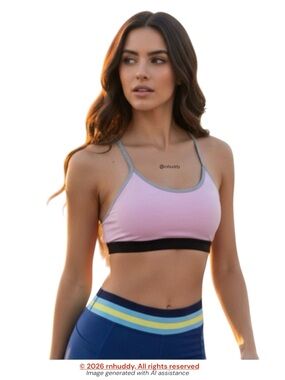 Lorna Jane M pink black & grey sports bra